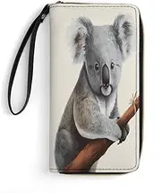 [BFGWK] Large Wallet Novelty Koala And Butterfly Printing Long Wallet With Zipper Leather Wallet Suitable For Both Men And Women, style, 19.7x10.5cm