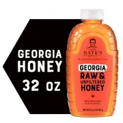 Nate's Georgia 100% Pure Raw & Unfiltered Honey 32 oz. Squeeze Bottle - All-n...