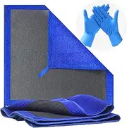 Clay Bar Towel Pack of 2 with 2 Gifted Gloves Fine Grade Microfiber Clay Towel Auto Detailing Towel Clay Bar Alternative for Car Detailing (Blue)
