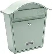 Burg-Wachter MB01CG Classic Wall Mounted Galvanised Steel Lockable Weatherproof Post Box, Chartwell Green, 36x37x13cm