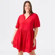 Avella Women's Short Tiered Dress - Red