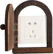 Fairy Door Outlet Cover Plate,Decorative Outlet Cover,Light Switches Cover Guard, Button Decoration Self-Adhesive Outlet Cover Solid Wood Protective Cover for Children Pet