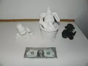 Cleaned Fired Bisque YOU paint Ceramic : 2 Bunnies, 1 Cow with watering bucket