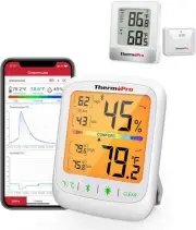 ThermoPro TP200B Indoor Outdoor Thermometer Wireless 500FT, Outside...