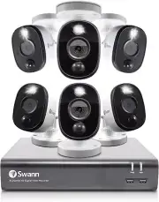 Swann Home DVR Security Camera System with 1TB HDD, 8 Channel 6 Camera, 1080p