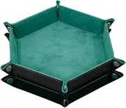 Dice Tray Double Sided Foldable Dice Rolling Tray Velvet Hexagon Cube Holder 2PCS Rolling Foldable