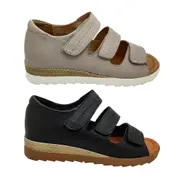 Jemma Cailyn Ladies Leather Sandals Back In 3 Adjust Straps Orthotic Friendly Comfort