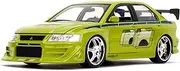 Jada Fast and Furious Brian's 2002 Mitsubishi Lancer Evolution VII 1:24 Scale Hollywood Ride Diecast Vehicle Toy, Multicolor