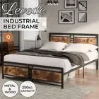 Levede Metal Bed Frame Queen Mattress Base Platform Wooden Headboard Industrial