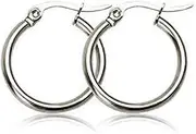 [Poetic Dove] 18k White Gold Silver plated huggie hoop 10mm sleeper earrings