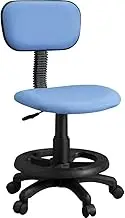 Iris Plaza Study Chair with Casters, Height and Back Adjustment, Foot Rest Ring Removable, Blue, Width 17.7 x Depth 19.1 x Height 29.1-34.3 inches (45 x 48.5 x 76-87 cm)