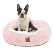 Charlie's Hooded Snookie Calming Donut Dog Bed Pink - Small