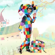 Elmer the Patchwork Elephant Elmer Jumpsuit Onesie Costume Storybook Characters Movie Cosplay for Boys Girls' Kid's Halloween Carnival World Book Day Performan