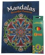 Mandalas Beautiful Patterns Adult and Teen Coloring Book Colored Pencils Gift