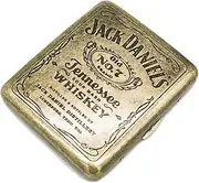 [Fish&Fairy] Cigarette Case Box Metal Retro 85mm King Size (18-20 Capacity) Sturdy Double Sided Spring Clip Open Pocket Holder Vintage Golden