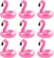 Flamingo Inflatable Drink Holder Sparkling Confetti Floats Cups Costers Vinyl Swimming Pool Floating Drink Holder Floating Pool Cup Holder for Summer Water Children Bath Toy Beach Party (Pink-9 Pcs)