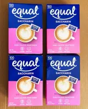 Lot (4) EQUAL Saccharin Zero Calorie Sweetener 100 Ct Per Box Total 4-Box 400 Ct