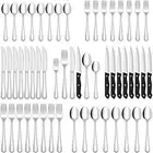 48-Piece Silverware Set With Steak Knives, Heavy Duty Stainless Steel Flatwar...