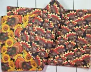 Thanksgiving Sunflower Turkey Placemats set of 6 with Table Runner Autumn Fall