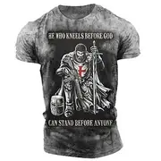 Men's Templar Cross Soldier T shirt Graphic Tee Slogan T Shirts Distressed T Shirt Short Sleeve T shirt 3D Print Crew Neck Shirt Vintage Fashion Designer Outdo