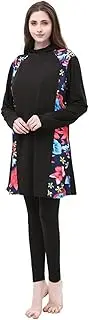 [BLEXX] Women Modest Muslim Swimsuit Islamic Swimming Costume Long Sleeve Pants Split Conservative Beachwear Women Two Piece Swimsuit (Color : Red4, Size : L)