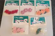 Lot of 5 Offray Ribbon Accessories Sew On Boutique 5 Diff Colors with Leaf New