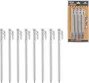 CAMPINGMOON 7.87" 8 Piece Martensitic Stainless Steel 420J2 Hardened Forged Tent Stakes Power Pegs Ideal for Hard Ground R-20-8P..