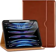 DTTO Compatible with iPad Pro 12.9 Case 6th/5th Generation 2022/2021,Multiple Viewing Angles Cover [Supports Pencil 2nd Gen Charging] with Pencil Holder - Auto Wake/Sleep for Pro 12.9 Inch,Brown