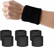 6 Pieces Wrist Guards Wrist Band Sports Bracelet Sweatband Women Men Water Absorbing Sweatproof Secure Squash Basketball Badminton Sports Physical Activity Competition