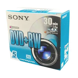 【SONY 索尼】8CM DVD+RW 日本 1.4GB 30MIN手持式攝影專用可重覆燒錄光碟(5片)