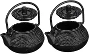 GRADENEVE 2pcs Cast Iron Teapot Decor Small Desktop Teapot Ornament for Indoor Outdoor Decoration Teaware Model for Living Bedroom Study and More