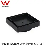 Matte Black 100mm Square Tile Insert Floor Shower Drain 80mm Waste Grate 304SUS