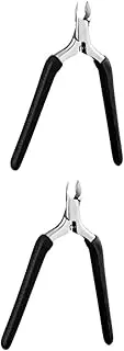 Healeved 2 Pcs Leather Trimmer Cuticle Nipper Professional Nail Skin Clippers Dead Skin Pedicure Tool Nail Art Tool Nail Trimming Tool Manicure Tools Straight Handle