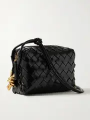 [Bottega Veneta] Bottega Veneta - Mini Loop Intrecciato Leather Shoulder Bag - Black - One size One size Black