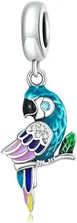 [LES FOLIES DI PAOLA GRIECO] Parrot Talking Pirate Feathers Multicoloured 925 Silver Charm - Les Folies - Fits Pandora - Sterling Silver Cubic Zirconia, Sterling Silver, Cubic Zirconia