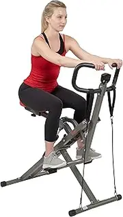 Sunny Health and Fitness Row-N-Ride™ PRO Squat Assist Trainer, Rowing Machine w/Digital Monitor & Resistance Bands, Squat Assistance for Glute Workout Equipment for Home, Grey - SF-A020052