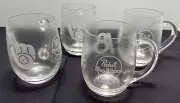 4 VTG Milwaukee Brewers Pabst PBR WVTV 18 Etched Toscany Glass Beer Mugs