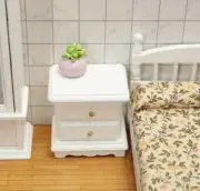 Doll House Accessories 1:12th Miniature - 1 White Bedside Table (2 Draws)