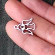 BULK 50 Angel Charms Antique Silver Tone 2 Sided - SC784