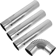 Mipcase 3Pcs Stainless Steel Chimney Flue Tube Durable with Elbow Connector for Water Resistant Vent Easy Installation Smooth Surface Finish