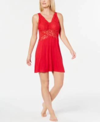 Inc International Concepts Lace Mesh Knit Chemise Medium Red XL