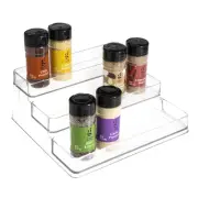 Plastic Clear Spice Rack- Three-Tiered Shelf Countertop and Cabinet Storage a...