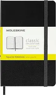 Moleskine Classic Hard Cover Notebook - Grid - Pocket - Black, (MM712)