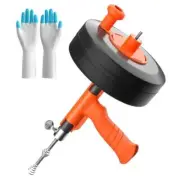 Drain Snake, Auger With Drill Adapter, 50ft Heavy Duty Flexible Orange