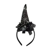 Black Witch Hat Light Up Spiderweb Headband LED Glow Halloween Party Costume Acc