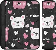 Cute Lovely Bears Peach Black 2 Pack car seat Shoulder Strap Pads, Stop seat Belt Cutting into Neck, Seatbelt Cover for Most Cars Van Backpack 10x7.7 in forro para cinturon de