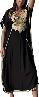 [YouKD] Women's Summer Long Kaftan Maxi Bohemian Dress Beach Coverup Robe Plus Size Kimono One Size