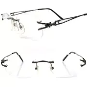 Genuine Vintage Stylish Womens Rimless Metal Rectangle 2.00 Reading Glasses