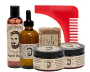 4 oz Beard Oil, 4 oz Beard Balm, Beard Wash, 4 oz Wax, Soap, Shaping Comb