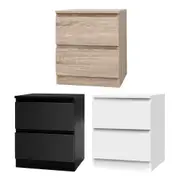 2 Drawers Artiss Bedside Table Side Table PEPE Black/White/Wood